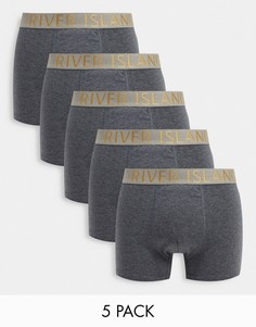 Набор из 5 пар боксеров-брифов серого цвета River Island-Серый