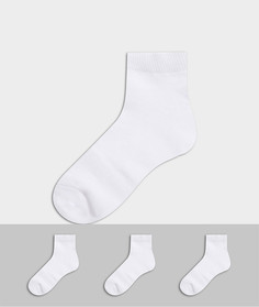 Набор из 3 пар белых спортивных носков Selected Homme-Белый