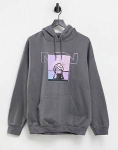 Темно-серое худи в стиле oversized Mennace-Серый