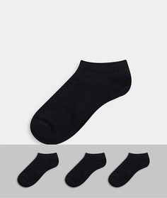 Набор из 3 пар черных носков под кроссовки Selected Homme-Черный цвет