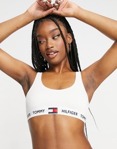 Белый бралетт без подкладки с логотипом Tommy Hilfiger 85