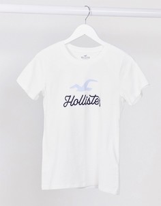 Белая футболка с круглым вырезом и логотипом спереди Hollister-Белый