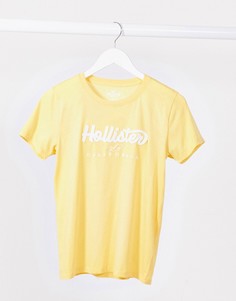 Желтая футболка с круглым вырезом и логотипом спереди Hollister-Желтый