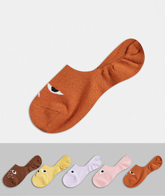 Набор из 5 пар коротких разноцветных носков из органического хлопка Monki-Мульти