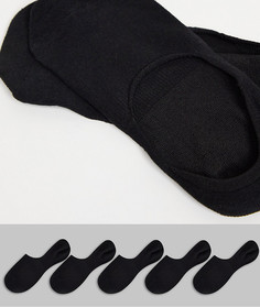 Набор из 5 пар невидимых черных носков Burton Menswear-Черный цвет