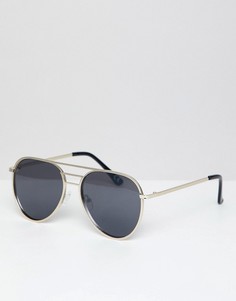 Солнцезащитные очки-авиаторы с планкой сверху ASOS DESIGN-Золотой