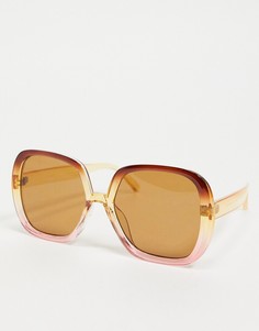 Прямоугольные солнцезащитные очки в крупной полупрозрачной оправе от коричневого до выцветшего розового цвета в стиле 70-х ASOS DESIGN Recycled-Многоцветный