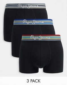 Набор из 3 боксеров-брифов с поясом в полоску Pepe Jeans Jivin-Черный цвет