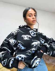 Худи черного цвета с принтом Bershka x Billie Eilish-Черный