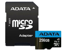 Карта памяти 256Gb - A-Data Premier MicroSDXC Class 10 UHS-I V10 A1 AUSDX256GUICL10A1-RA1 с переходником под SD