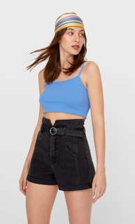 Stradivarius Джинсовые Шорты С Ремнем С Эффектом Потертости 34