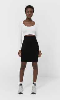 Stradivarius Бесшовная Мини-Юбка Черный L