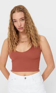 Stradivarius Укороченный Бесшовный Топ С V-Образным Вырезом Multicolor Xl