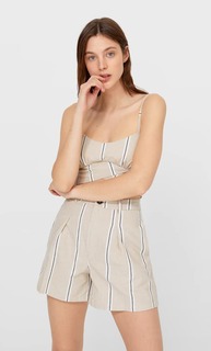 Stradivarius Шорты В Полоску В Стиле Рустик Цвет Камня 40