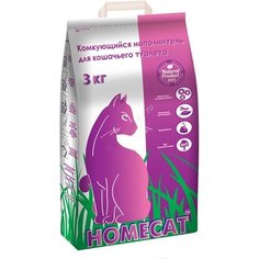 Наполнитель для кошек HOMECAT глиняный комкующийся 3 кг