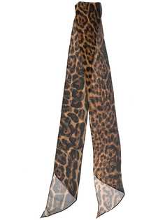 Saint Laurent плиссированный шарф с леопардовым принтом