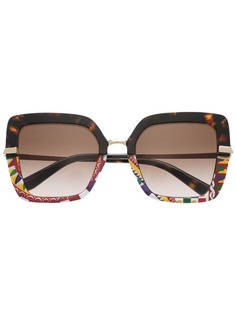 Dolce & Gabbana Eyewear солнцезащитные очки Half Print в квадратной оправе