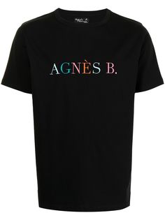 agnès b. футболка в стиле колор-блок с логотипом