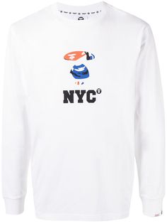 AAPE BY *A BATHING APE® рубашка с длинными рукавами и принтом NYC