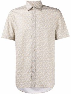 Canali рубашка с геометричным принтом и короткими рукавами