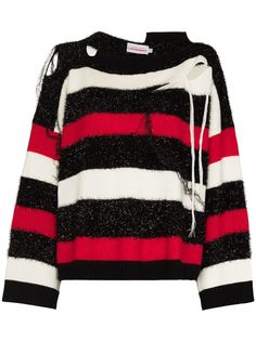 Charles Jeffrey Loverboy джемпер Slash Stripe с эффектом потертости