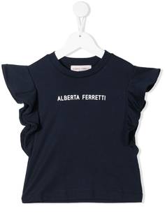 Alberta Ferretti Kids футболка с оборками и логотипом