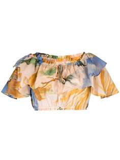TWINSET укороченная блузка с оборками и цветочным принтом