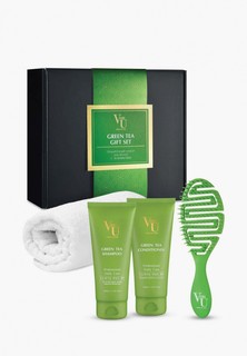 Набор для ухода за волосами Von U подарочный корейский / Для окрашенных и натуральных волос / Шампунь 200 мл + Кондиционер 200 мл + Расческа+ Полотенце / Green Tea Gift Set