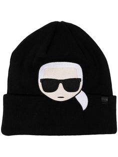 Karl Lagerfeld шапка бини K/Ikonik с вышивкой
