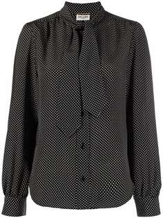 Saint Laurent блузка в горох с бантом
