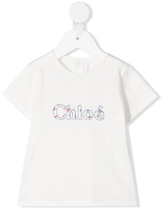Chloé Kids футболка с короткими рукавами и вышитым логотипом
