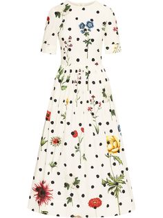 Oscar de la Renta платье миди с цветочным принтом