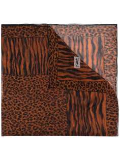 Yves Saint Laurent Pre-Owned полупрозрачный платок с леопардовым принтом