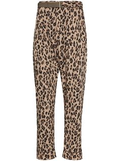 Sacai зауженные брюки с леопардовым принтом