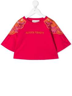 Alberta Ferretti Kids топ с широкими рукавами и вышивкой
