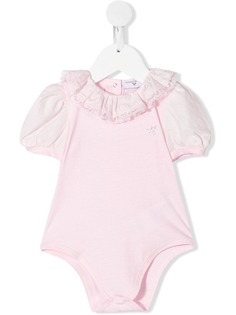 Monnalisa ромпер с пышными рукавами и логотипом