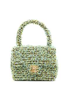 Chanel Pre-Owned твидовая мини-сумка с логотипом CC