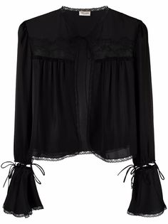 Saint Laurent кардиган с кружевом и завязками