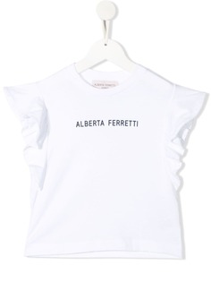 Alberta Ferretti Kids футболка с оборками и логотипом