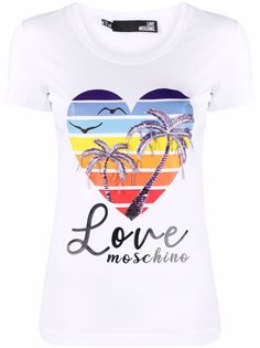 Love Moschino футболка с принтом и бисером