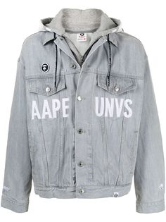 AAPE BY *A BATHING APE® джинсовая куртка с вышитым логотипом