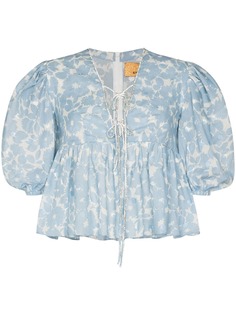 ANOUKI блузка с пышными рукавами и цветочным принтом