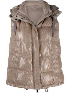 Brunello Cucinelli дутый жилет с эффектом металлик