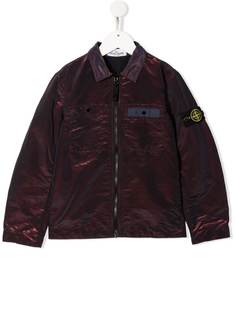 Stone Island Junior куртка-рубашка с блестящим эффектом