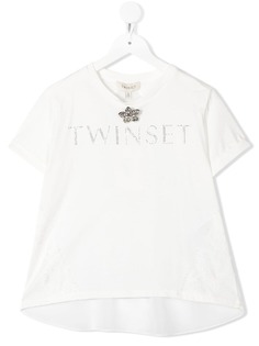 TWINSET Kids расклешенная футболка с декорированным логотипом