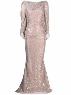 Talbot Runhof платье со сборками и эффектом металлик