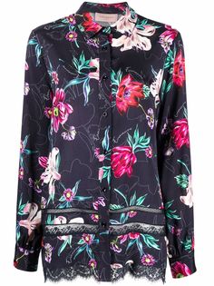 Ermanno Ermanno рубашка с кружевом и цветочным принтом