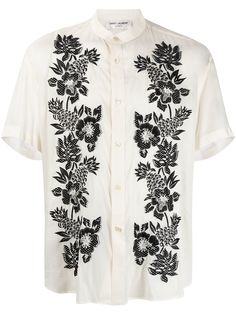 Saint Laurent рубашка с цветочной вышивкой