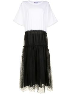 RED Valentino платье-футболка с тюлем пуэн-деспри