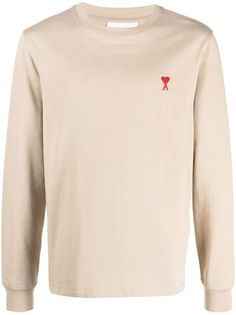 AMI Paris футболка с длинными рукавами и монограммой Ami de Coeur